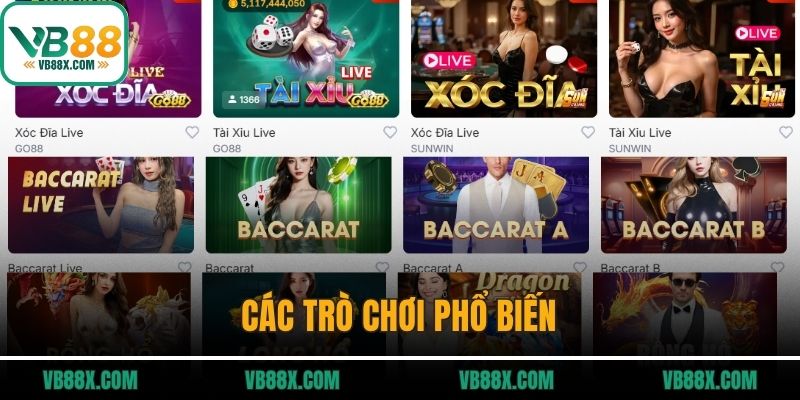 Casino VB88 Các trò chơi phổ biến